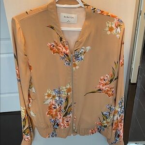 Babaton Tan Floral Bomber Jacket